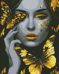 Купить Девушка с золотыми бабочками ©art_selena_ru Мозаичная картина по номерам 40х50 см  в Украине