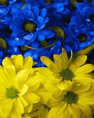 Купить Живопись по номерам Желто-голубые цветы ( без коробки )  в Украине