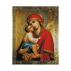 Купити Алмазна картина по номерам круглими камінчиками Донська ікона Божої Матері  в Україні
