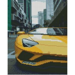 Купити Діамантова мозаїка Жовтий Lamborghini Круглі камінчики 30х40 см (HX475)  в Україні