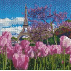 Купити Алмазна картина Набір для творчості Весняні тюльпани в Парижі 30х30 см  в Україні