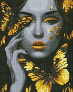 Купить Девушка с золотыми бабочками &copy;art_selena_ru Мозаичная картина по номерам 40х50 см  в Украине