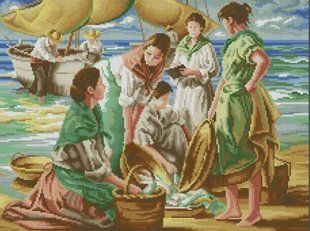 Купити 30784 Рибалки. Алмазна мозаїка (квадратні, повна)  в Україні