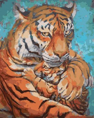 Купити Картина за номерами без коробки Тигрячі обійми  в Україні