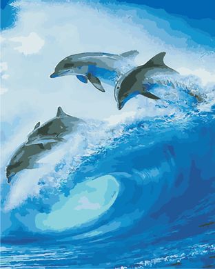 Купити Зграя дельфінів. Цифрова картина розфарбування  в Україні