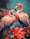 Фламинго Алмазная вышивка Квадратные стразы 40х50 см с голограммными оттенками