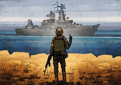 Купить Алмазная мозаика без подрамника Русский военный корабль, иди на х…!100х70 см  в Украине