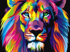 Купить Раскраска по номерам большого размера 50х65 см Радужный лев  в Украине