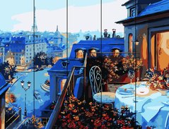 Купить Модульная картина раскраска для взрослых на деревяных дощечках Парижский балкон  в Украине