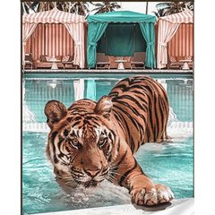 Купити Брутальний тигр на відпочинку Алмазна мозаїка на підрамнику, квадратні 30х40 см  в Україні