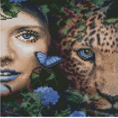 Купити Алмазна картина Набір для творчості Дівчина з леопардом 30х30 см  в Україні