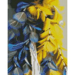 Купить Желто-голубое перо Алмазная мозаика круглыми камушками 30х40см  в Украине