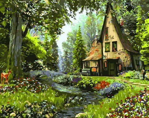 Купити Малювання картин за номерами (без коробки) Будиночок в лісі  в Україні