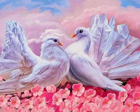 Купити Пара голубів Набір для алмазної мозаїки на підрамнику 30х40см  в Україні