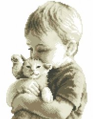 Купить 30583 Малыш с котенком. Алмазная мозаика(квадратные, полная)  в Украине