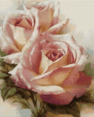 Купить Розовые розы Алмазная мозаика, квадратные камни  в Украине