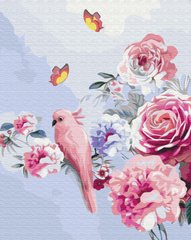 Купити Папуга в квітах Картина за номерами (без коробки)  в Україні