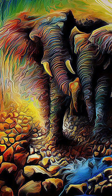 Купить Слоны – Удача, счастье, мудрость… Алмазная мозаика 40 х 70 см  в Украине