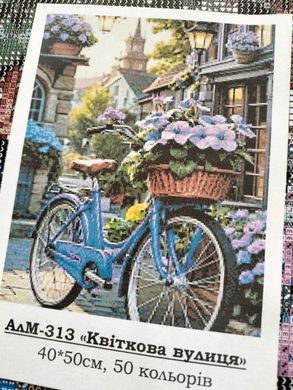 Купити Квіткова вулиця Алмазна вишивка Квадратні стрази 40х50 см з голограмними відтінками  в Україні