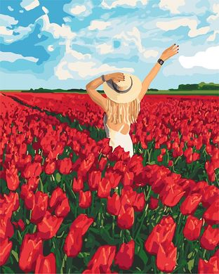 Купити Набір для малювання картини за номерами Ідейка Поле тюльпанів  в Україні