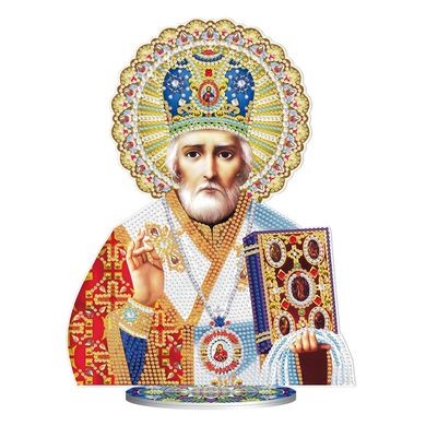 Набор для алмазной мозаики Икона Святой Николай Чудотворец на подставке (пластиковая основа), 30 x 30 см