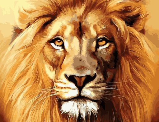 Купити Лев - король звірів Алмазна мозаїка На підрамнику 40 на 50 см  в Україні