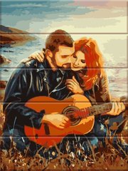 Купить Романтическая пара на картине по номерам на деревянной основе Вечер с гитарой  в Украине