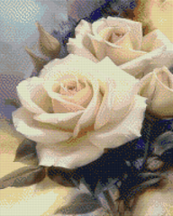 Купить Белые Розы Алмазная мозаика, квадратные камни  в Украине