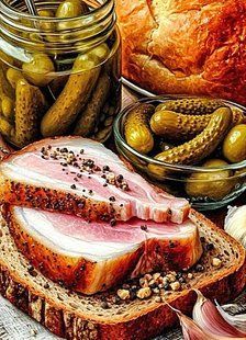 Купить Вкус традиций Алмазная вышивка Квадратные стразы 40х50 см с голограммными оттенками  в Украине