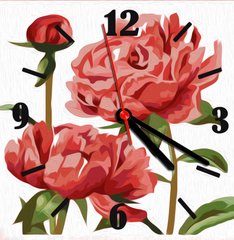 Купить Раскраска по номерам Часы Пионы  в Украине