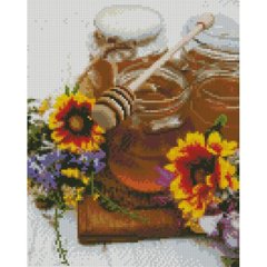 Купить Мед и цветы 30х40 см Алмазная картина по номерам круглыми камушками  в Украине