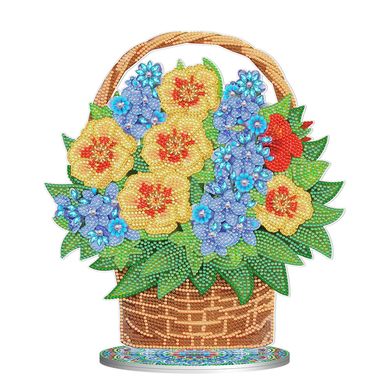 Набір для алмазної мозаїки Квіти в кошику на підставці (пластикова основа), 30 x 30 см