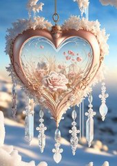 Купити Крижане серце Алмазна мозаїка круглими камінчиками 40х50 см  в Україні