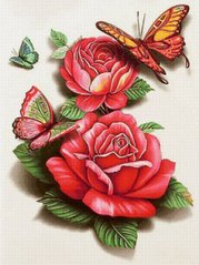 Купити Алмазна вишивка Метелики на трояндах  в Україні