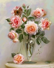 Купити Букет рожевих троянд. Набір для алмазної вишивки квадратними камінчиками.  в Україні