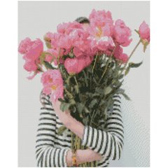 Купить Розовая красота цветов Алмазная мозаика круглыми камушками  в Украине