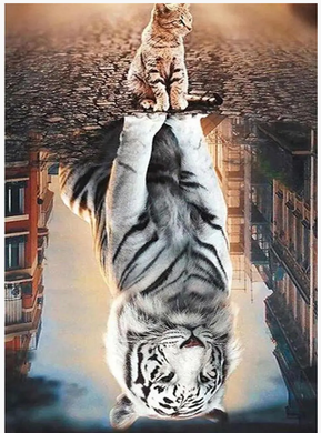 Купить Тигр в отображении Набор для алмазной мозаики на подрамнике 30х40см  в Украине