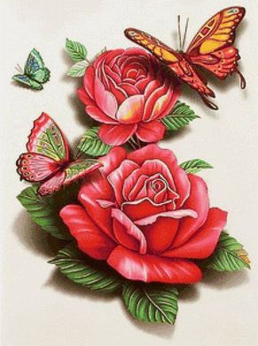 Купить Алмазная вышивка Бабочки на розах  в Украине