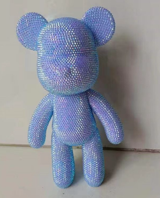 Ведмедик блакитний алмазною мозаїкою Набір для створення сяючої іграшки в техніці діамантова вишивка Розмір фігурки 33см, Блакитний, 33см