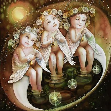 Купити Діамантова мозаїка з повним закладенням полотна Три милих Ангела-2  в Україні