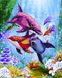 Яркие дельфины Раскраска + алмазка Картина по номерам с частичной выкладкой круглыми камнями, Без коробки, 40 х 50 см