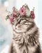 Кішка у віночку Алмазна картина розфарбування 40 х 50 см, Подарункова коробка, 40 х 50 см
