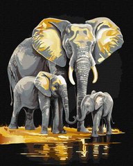 Купити Набір для живопису по номерам Сімейство слонів з фарбами металік extra ©art_selena_ua  в Україні