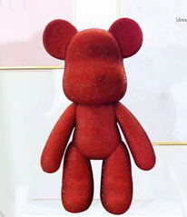 Мишка красный алмазной мозаикой Набор для создания сияющей игрушки в технике алмазная вышивка Размер фигурки 33см, Красный, 33см