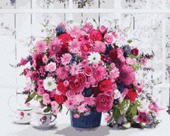 Купить Розовые хризантемы Набор для рисования по цифрам (без коробки)  в Украине