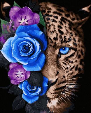 Купити Леопард у квітах Цифрова картина за номерами (без коробки)  в Україні