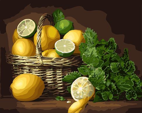 Купить Набор для рисования картины по номерам Идейка Корзина лимонов и лаймов  в Украине