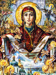 Купити Покрова Пресвятої Богородиці Діамантова мозаїка 80 х 60 см  в Україні