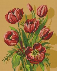 Купить Набор для алмазной живописи квадратными камнями Красные тюльпаны  в Украине