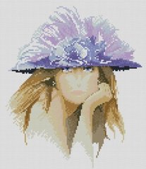 Купити 30939 Дівчина в фіолетовому капелюшку Набір діамантової вишивки квадратними каменями  в Україні
